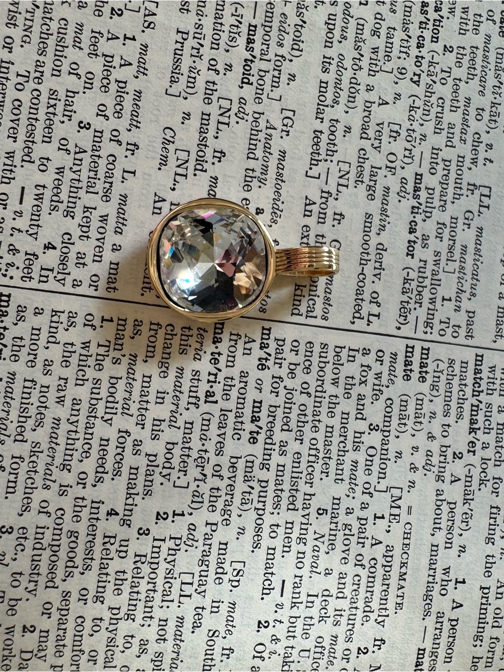 Gold Charm with Clear Faceted Crystal - Women Jewelry